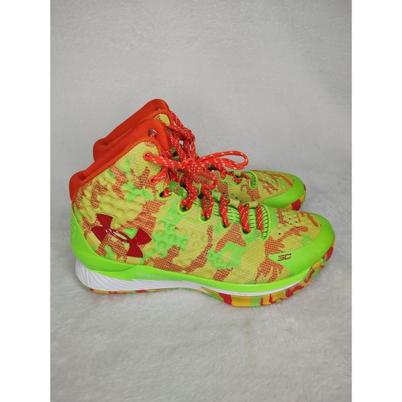 Under Armour Curry One 1 Sweet Then Sour Basketball Shoes Lime Orange Mens - Picture 1 of 12
